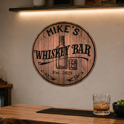Personalized Whiskey Bar Metal Sign | Custom Bar Decor | Rustic Bourbon Sign | Man Cave Wall Art | ACM Aluminum Sign | Whiskey Lover Gift