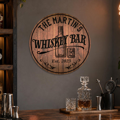 Personalized Whiskey Bar Metal Sign | Custom Bar Decor | Rustic Bourbon Sign | Man Cave Wall Art | ACM Aluminum Sign | Whiskey Lover Gift
