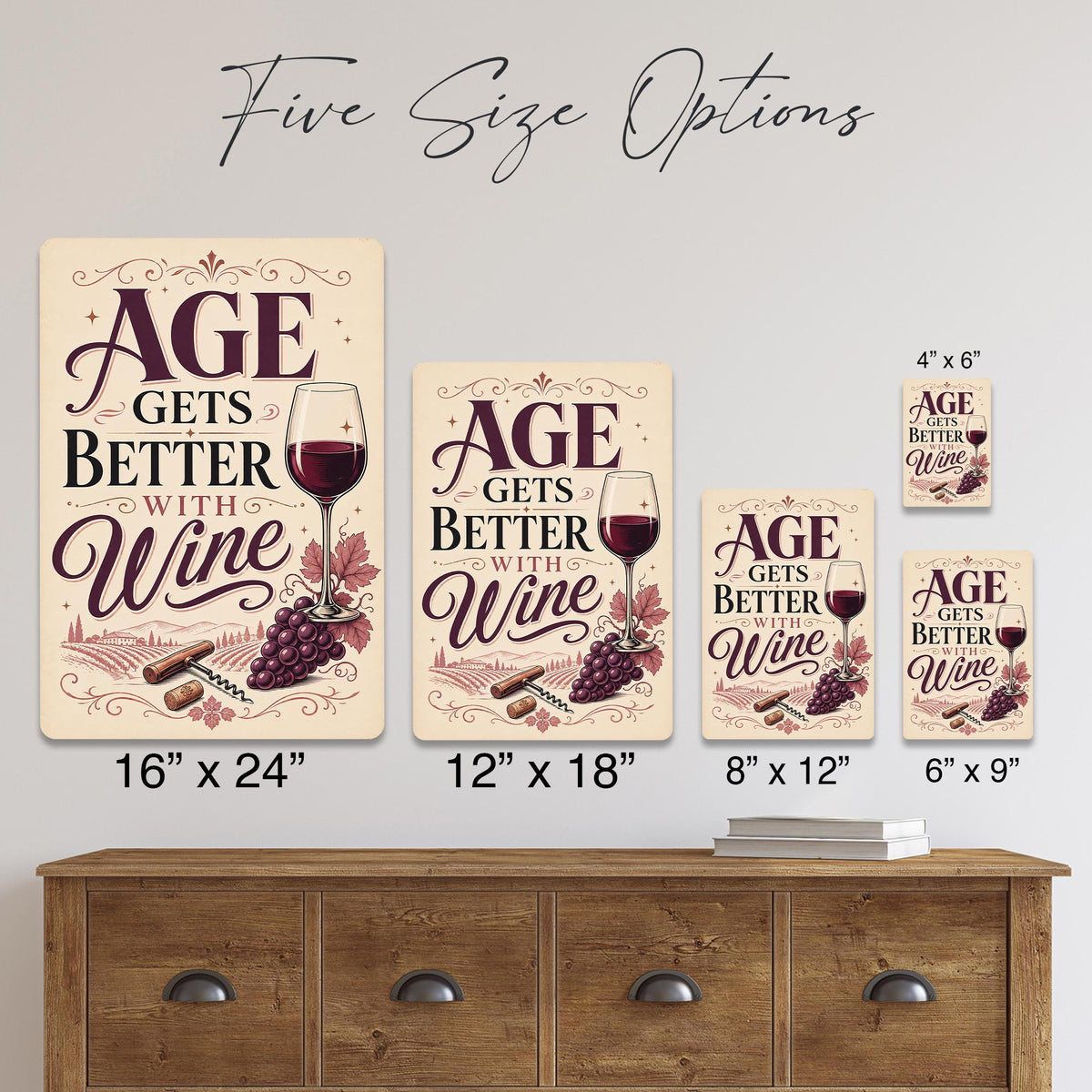 Age Gets Better With Wine Metal Sign, Wine Signs, Wine Humor,  Wine Kitchen Decor, Winery Decor, Wine Lover Gift, Gift For Her, Made in USA