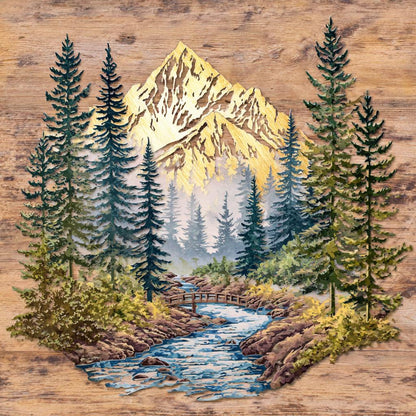 UV Printed Aluminum Mountain Forest Metal Wall Art, Snowy Landscape Decor