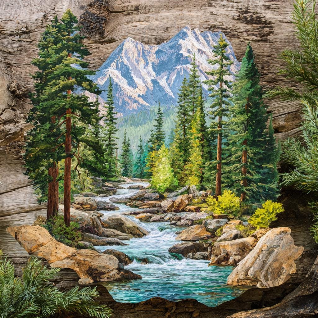 UV Printed Aluminum Mountain Forest Metal Wall Art, Snowy Landscape Decor