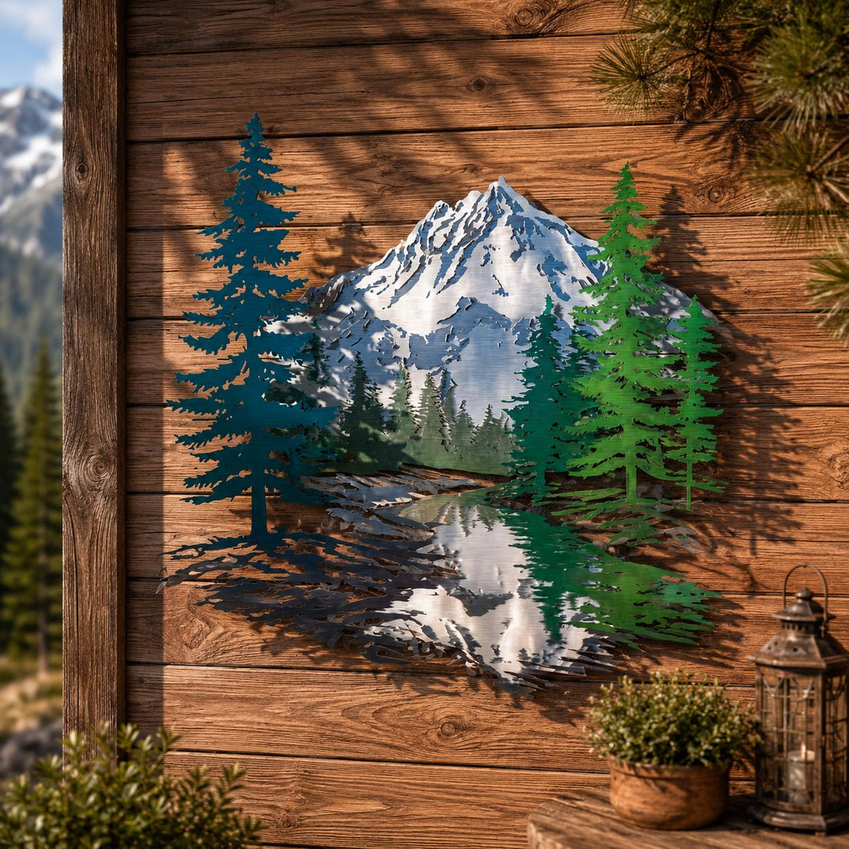 UV Printed Aluminum Mountain Forest Metal Wall Art, Snowy Landscape Decor