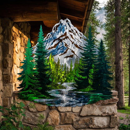 UV Printed Aluminum Mountain Forest Metal Wall Art, Snowy Landscape Decor