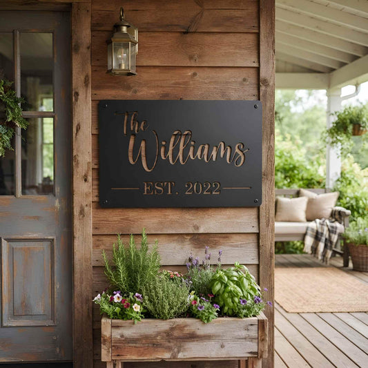 Custom Last Name Metal Sign, Family Established Year Plaque, Personalized Entryway Wall Decor, New Home Gift