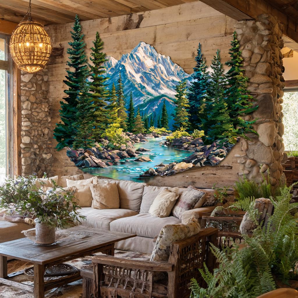UV Printed Aluminum Mountain Forest Metal Wall Art, Snowy Landscape Decor