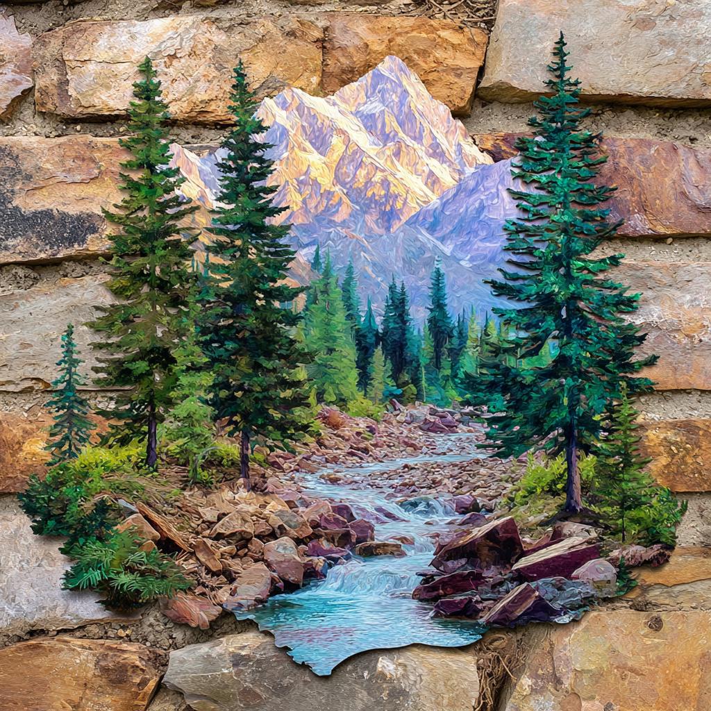 UV Printed Aluminum Mountain Forest Metal Wall Art, Snowy Landscape Decor