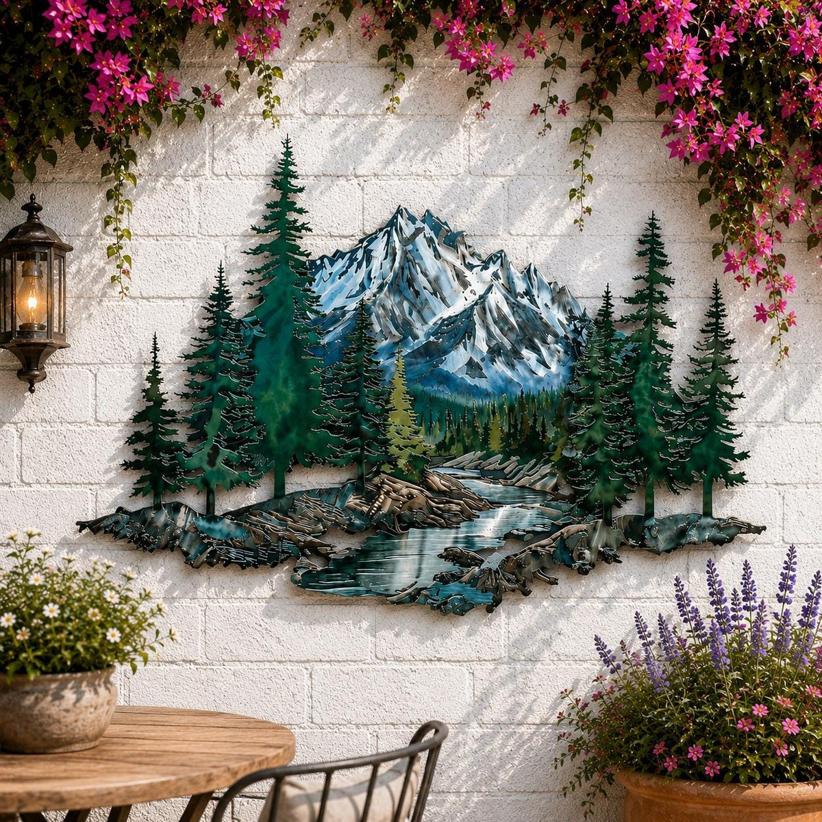 UV Printed Aluminum Mountain Forest Metal Wall Art, Snowy Landscape Decor