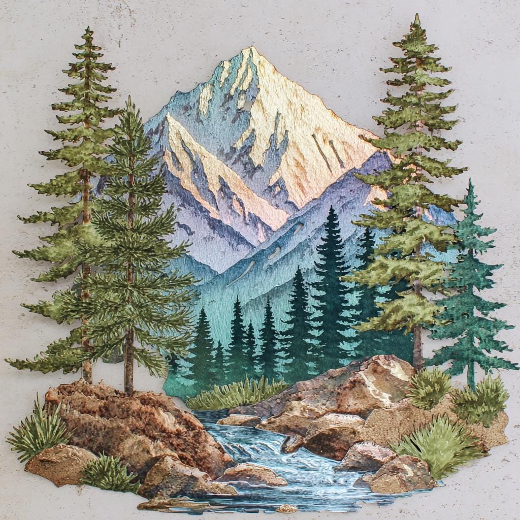 UV Printed Aluminum Mountain Forest Metal Wall Art, Snowy Landscape Decor