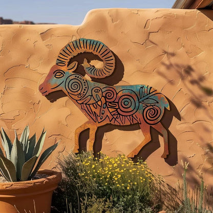 Bighorn Ram Metal Wall Art, Southwestern Desert Decor, UV Printed Aluminum Sign