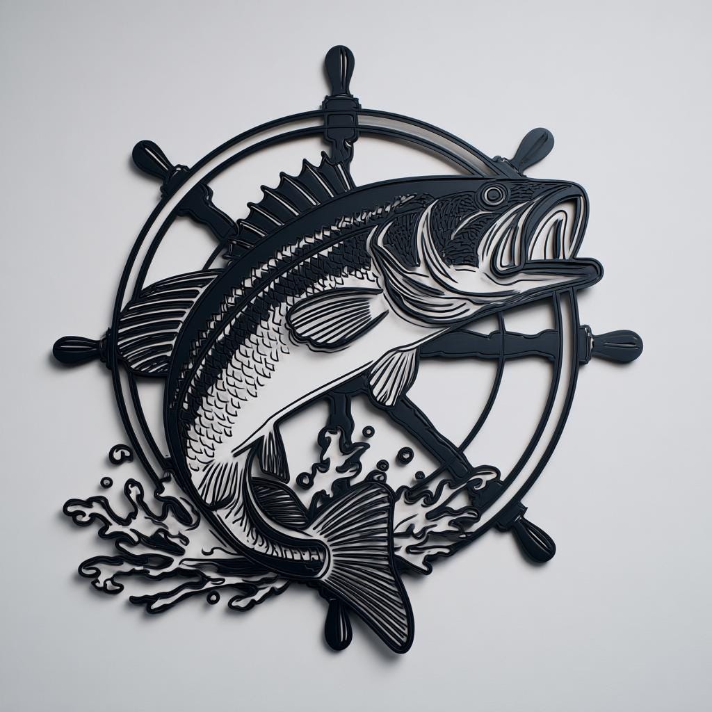 Bass Fishing Metal Wall Art Lake Forest Cabin Outdoor Decor