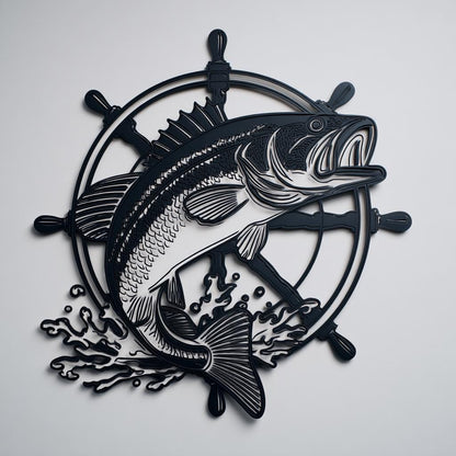 Bass Fishing Metal Wall Art Lake Forest Cabin Outdoor Decor